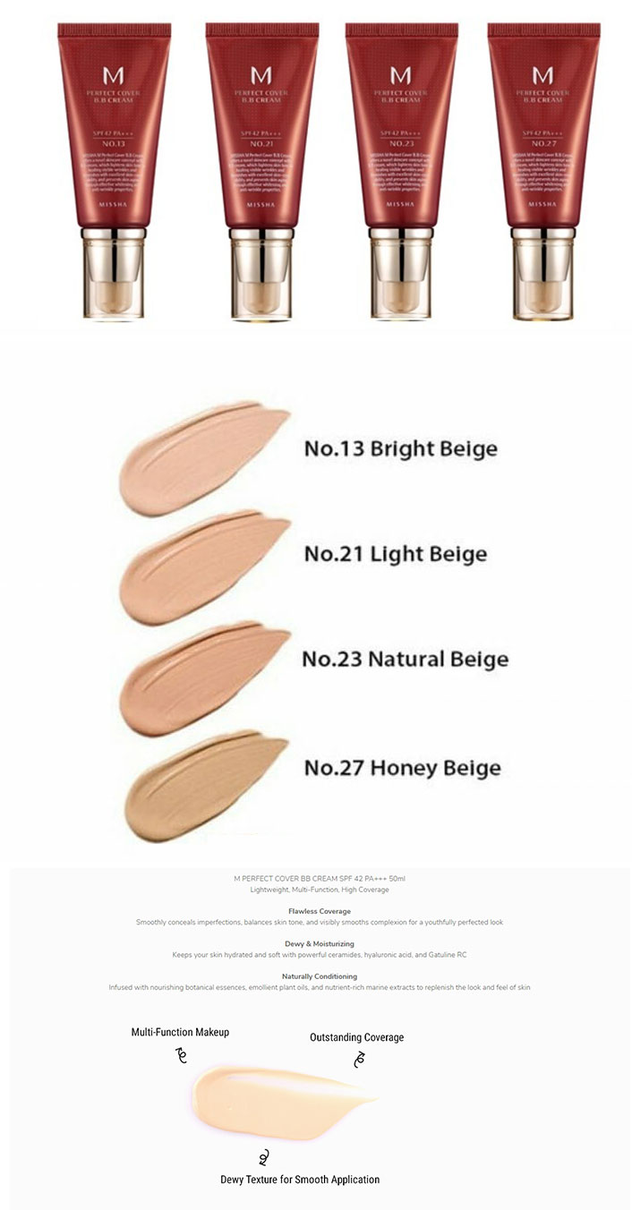 [Missha] M Perfect Cover BB Cream 50ml 27 SPF42 PA+++ Korean Cosmetic Makeup eBay